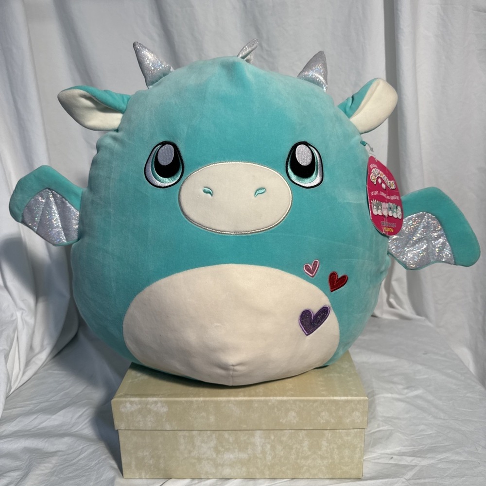Squishmallows 16" Miles‎ Teal Blue Dragon Plush Jumbo XL NEW Squishmallows